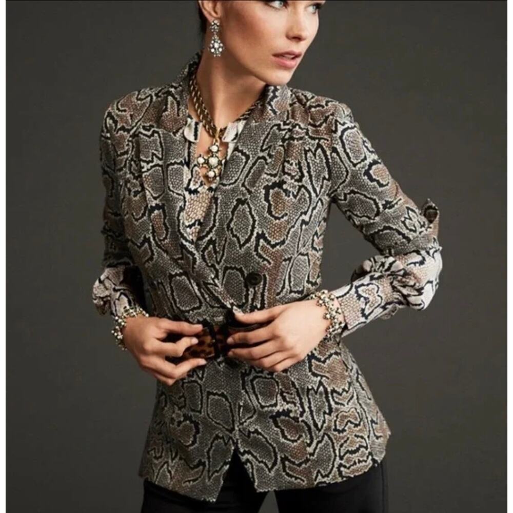 CAbi Python 3733 Snakeskin Print Blazer Jacket Size‎ 0 - Fits Oversized